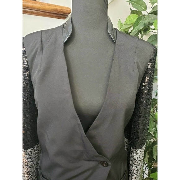 Auxo Collection Women's Black Polyester Blend Long Sleeve Classic Fit Blazer - Picture 5 of 12